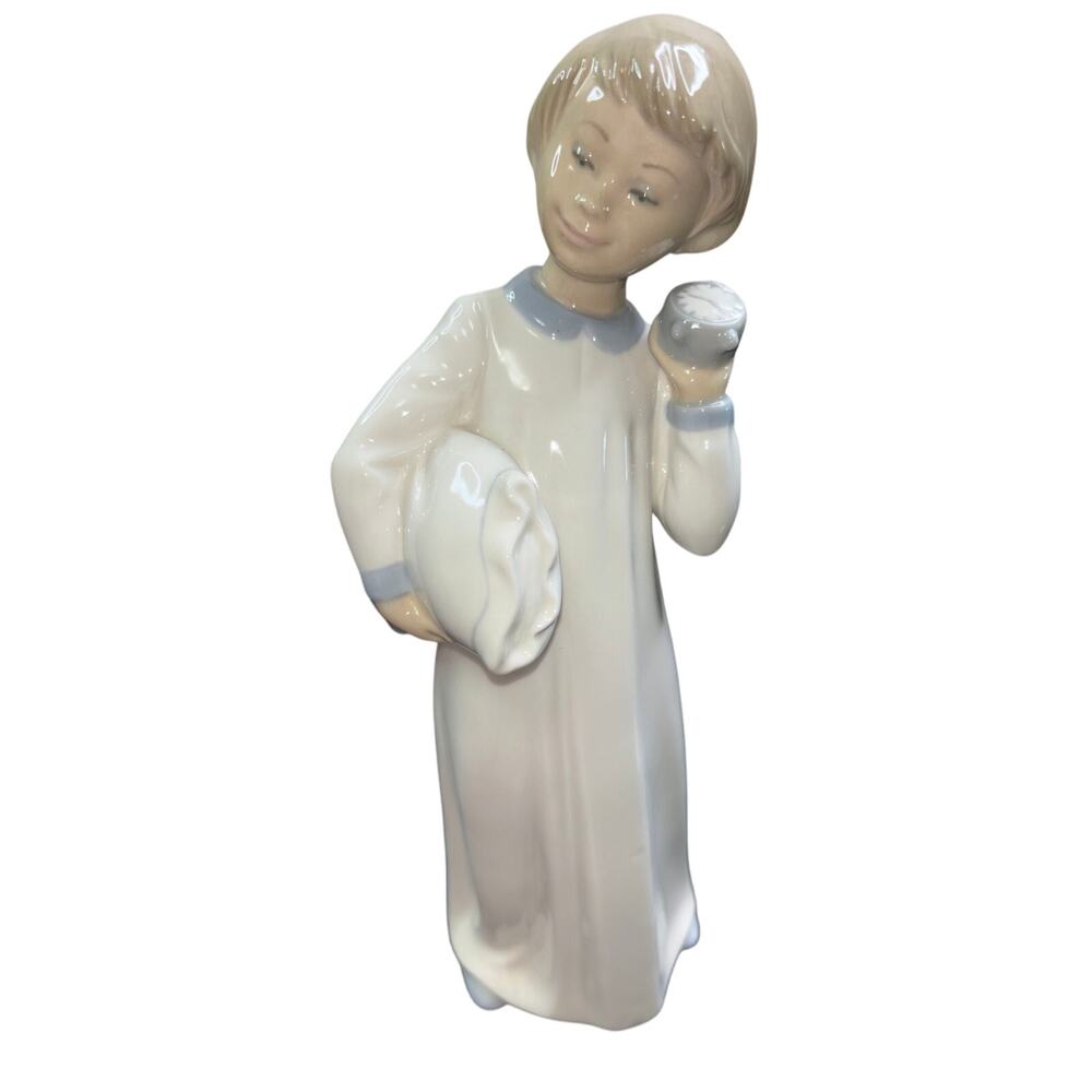 Vintage Zaphir Lladro “Off To Bed” Porcelain Figurine Boy Pillow Clock #0596